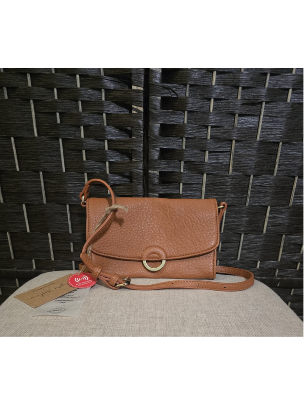 Ampere Creations Agnes Crossbody Wallet Bag Cognac NWT Vegan Leather C138
